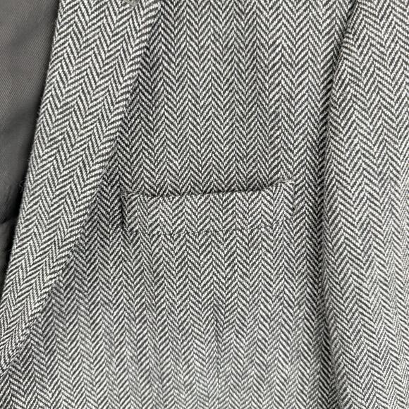 Claiborne Wool Blazer Mens 46 Gray Herringbone Tweed Sport Coat Business‎ Casual - Picture 7 of 13